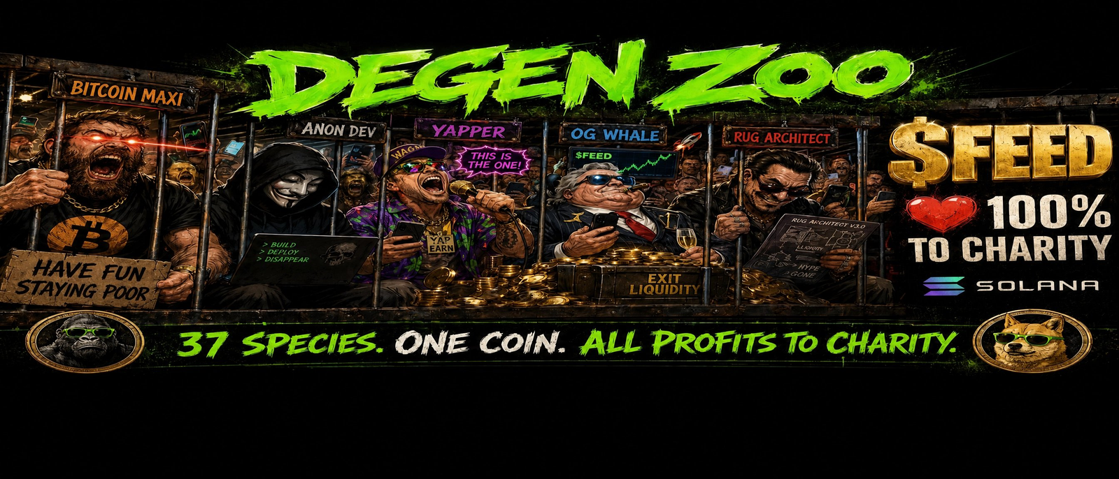 Degen Zoo · 37 Species of Crypto Degenerates Trapped in Cages